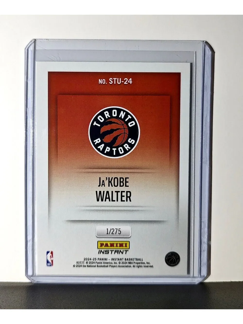 Ja'Kobe Walter 2024-25 Panini NBA Studio #24 Rookie Card Toronto Raptors 1/275